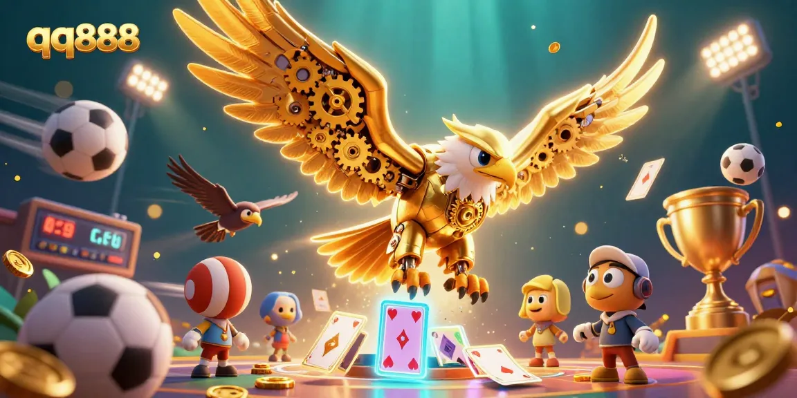 Engage with qq888 casino gaming through an exhilarating 3D illustration of dynamic sports betting elements.