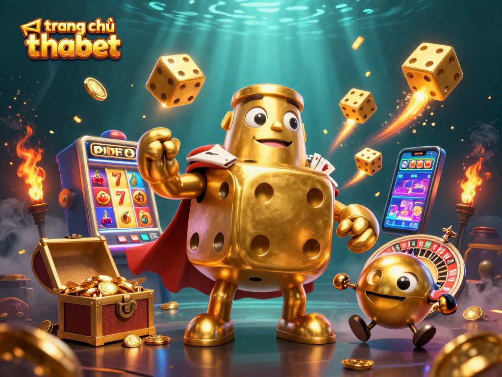Engage with exciting gaming action at trang chủ thabet featuring golden dice, jackpot slot machines, and vibrant visuals.