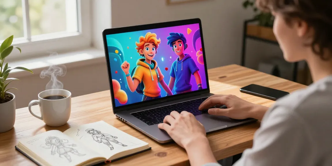 Engaging with nsfw character ai in a cozy home office, showcasing vibrant AI avatars and a personalized user experience.