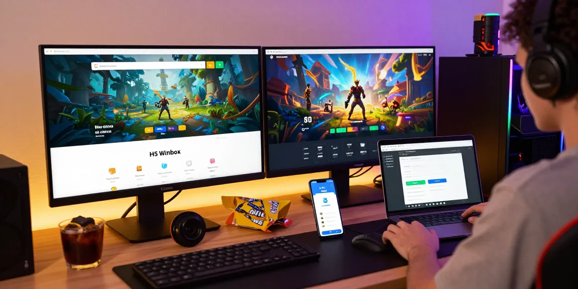 Secure H5 Winbox login on a gaming interface with vibrant graphics and cozy atmosphere.
