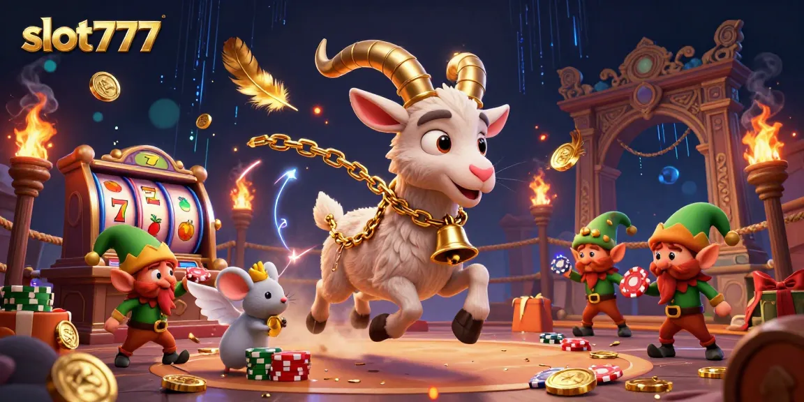 Experience the thrilling action of slot777 in a vibrant casino with Krampus, an angel mouse, and mischievous elves.