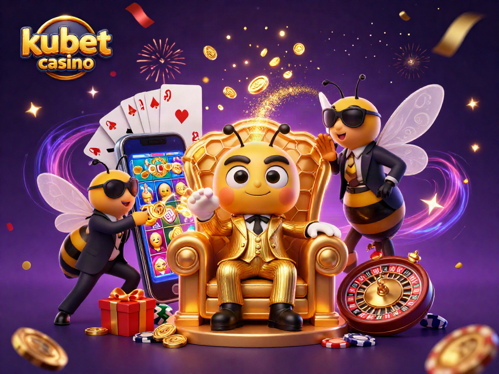 Join the action at kubet casino with vibrant characters and exciting casino elements in a festive scene.