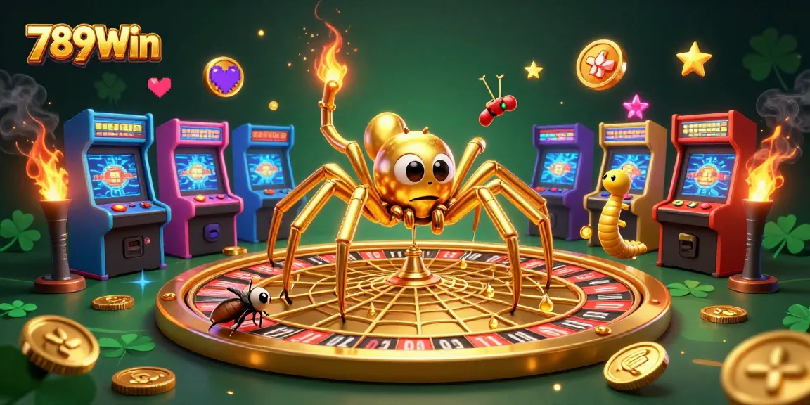 Experience the excitement of 789Win with a golden roulette spider and thrilling gaming elements.