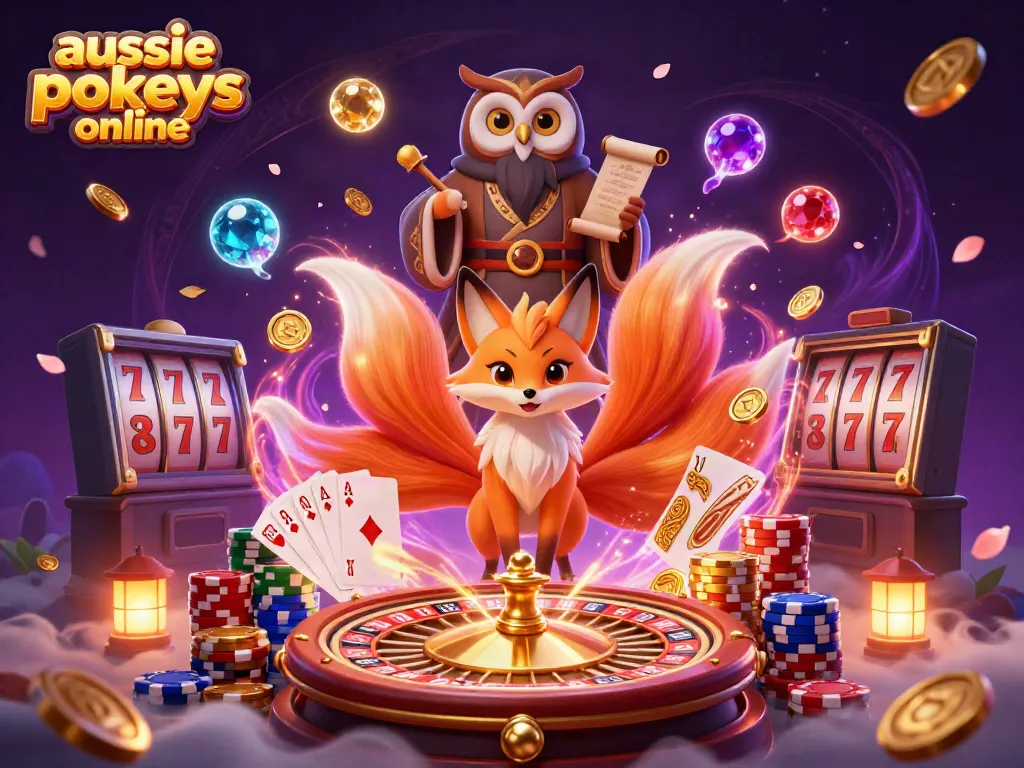 Experience the thrill of playing aussie pokies online with vibrant colors, golden coins, and dynamic game elements.