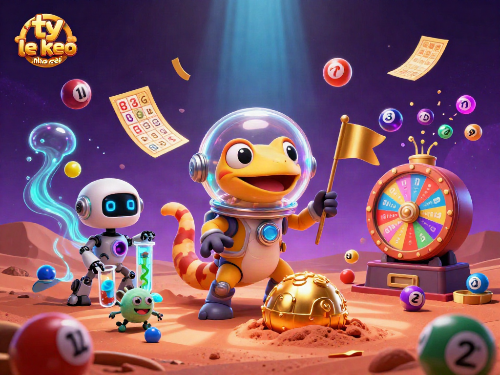 Join the Martian gecko as it navigates the vibrant ty le keo nha cai gambling universe!