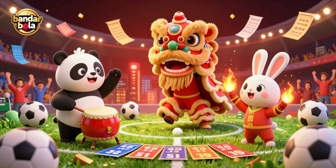 Experience thrilling gameplay with bandar bola, featuring vibrant odds and exciting betting scenes in this 3D illustration.