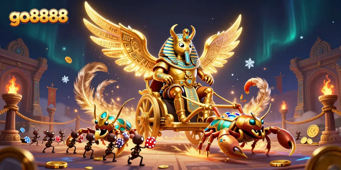 Experience thrilling wins with go8888's colossal golden scarab and enchanted casino elements.