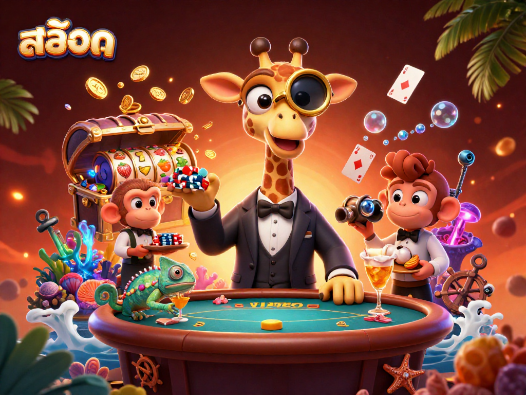 Play engaging สล็อต games with high returns and vibrant visuals in this exciting casino scene.