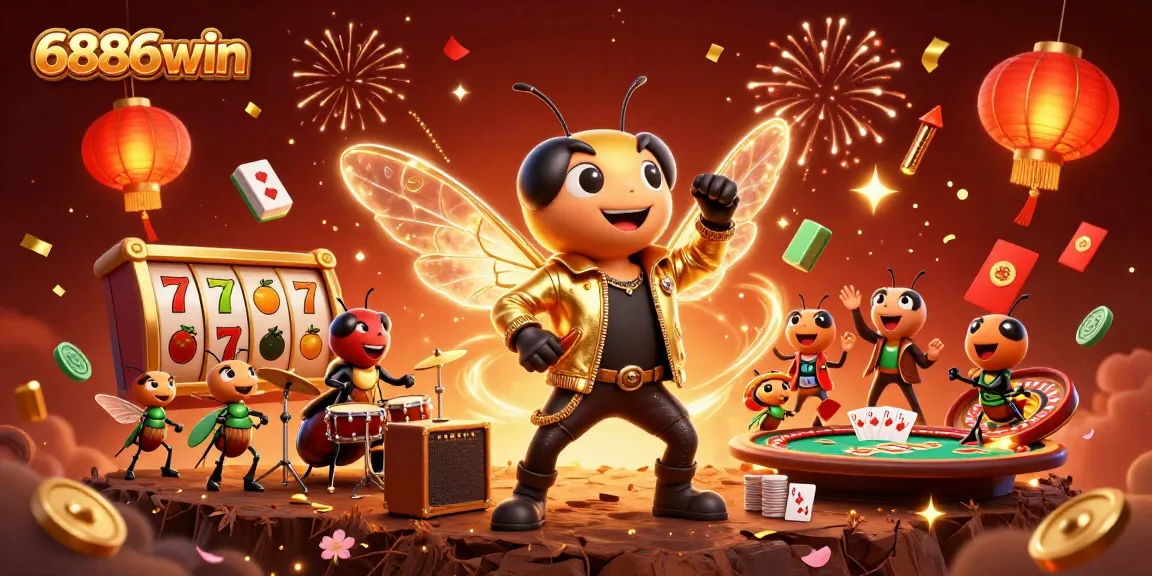 Experience the excitement of 6886win with dynamic casino characters and vibrant gaming elements.