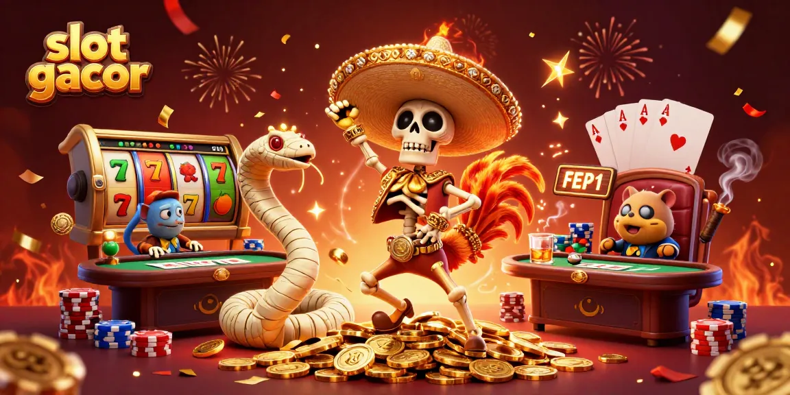Permainan slot gacor menghadirkan kegembiraan dengan karakter unik dalam perayaan kasino yang meriah.