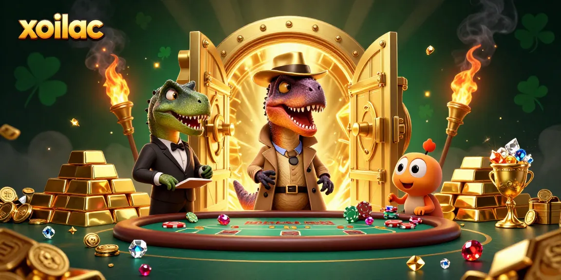 Experience thrilling blackjack action with the xoilac velociraptor card counter in a dynamic casino scene.