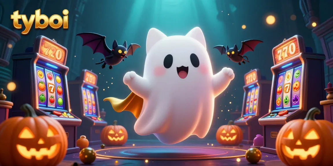 Win big with tyboi's exciting casino experience featuring a friendly ghost cat and vibrant slot games.