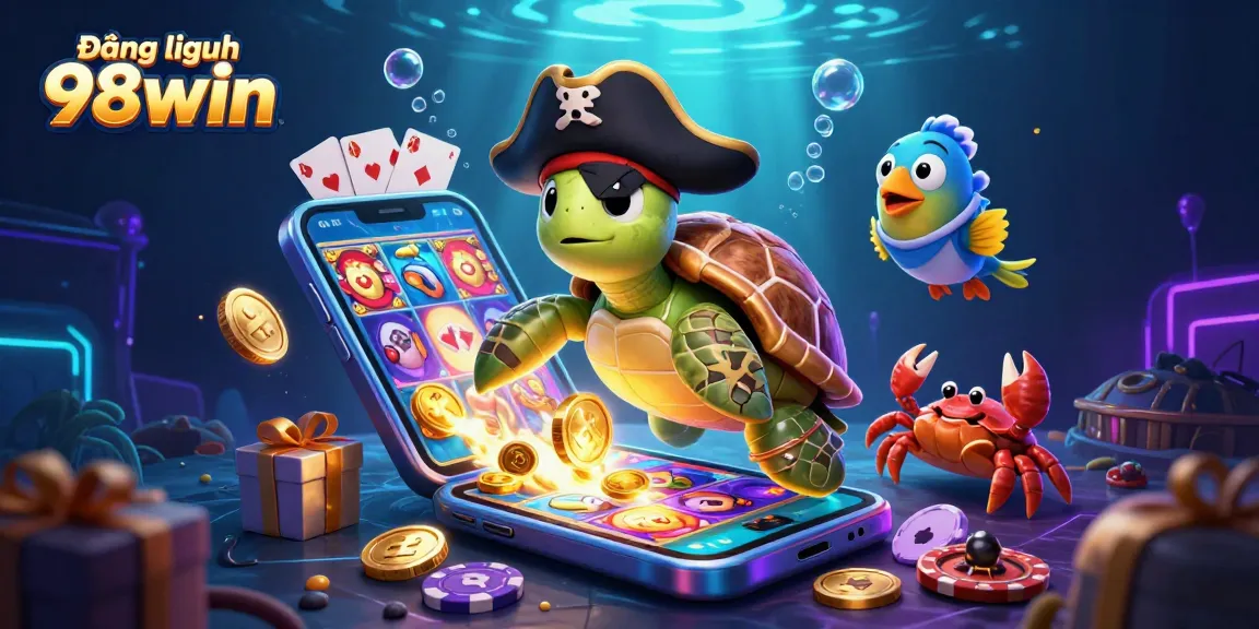 Engage in thrilling gaming with Đăng nhập 98win showcasing vibrant 3D casino characters and elements.