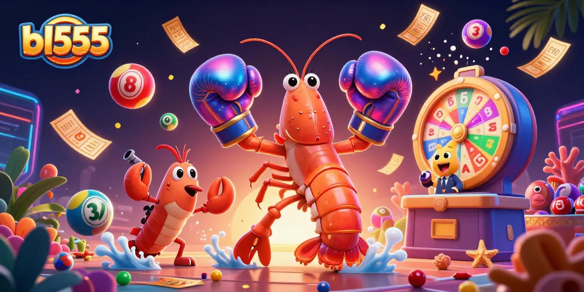 Experience thrilling gaming action at bl555 with vibrant lottery elements and colorful characters.