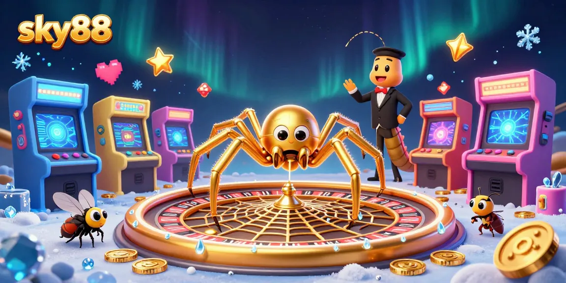 Engage in thrilling bets with sky88 in this vibrant 3D casino scene.